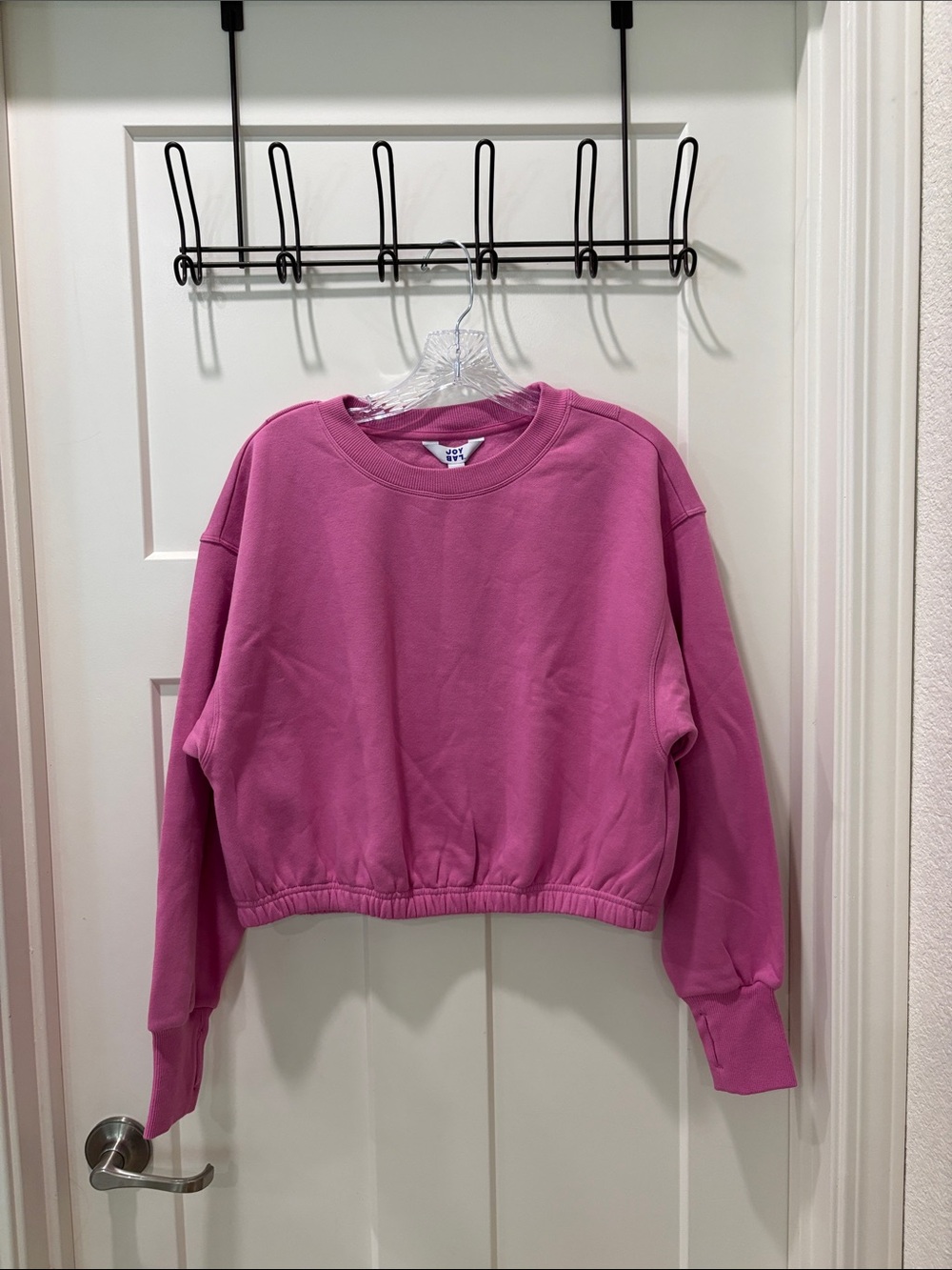 JoyLab Cropped Crewneck Sweatshirt - Pink - Picture 1 of 4